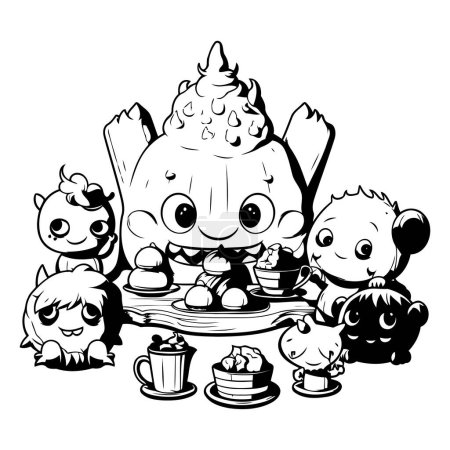 Illustration for Black and White Cartoon Illustration of Cute Animal Characters for Coloring Book - Royalty Free Image