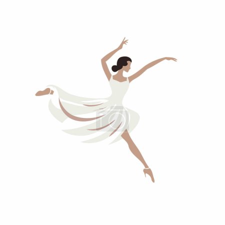 Téléchargez les illustrations : Belle ballerine en robe blanche dansant. Illustration vectorielle - en licence libre de droit