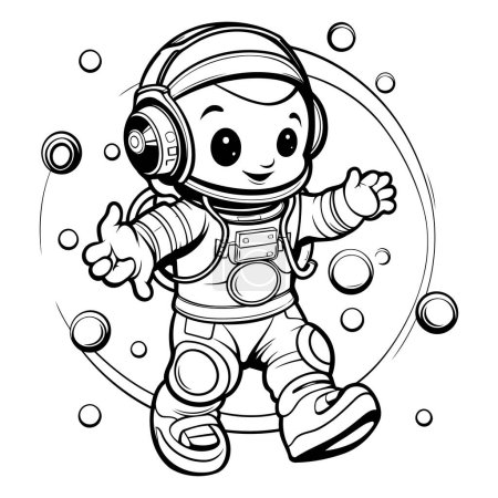 Illustration for Cute astronaut in space suit with soap bubbles. Vector illustration. - Royalty Free Image
