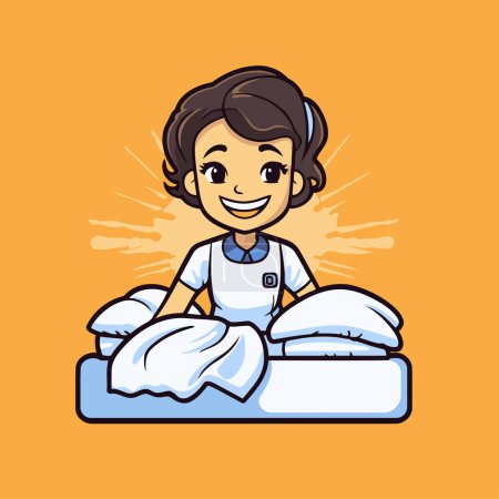 Illustration for Illustration of a Cute Boy Sleeping in His Bed - Vector - Royalty Free Image