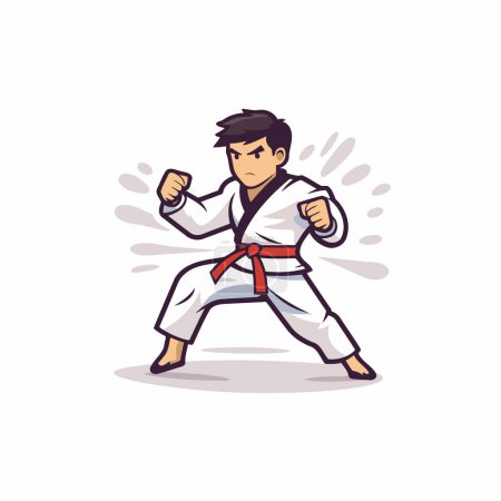 Ilustración de Luchador de karate. Ilustración vectorial en estilo de dibujos animados sobre fondo blanco. - Imagen libre de derechos