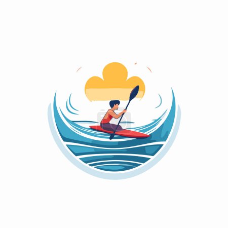 Illustration for Kayaking vector icon. Canoeing logo. Vector illustration. - Royalty Free Image