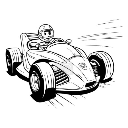 Illustration for Racing car. Black and white vector illustration of a race car. - Royalty Free Image