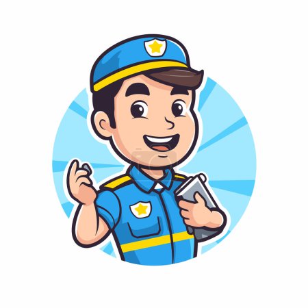 Illustration for Policeman Smiling Vector Icon. Police Officer Character Design. - Royalty Free Image