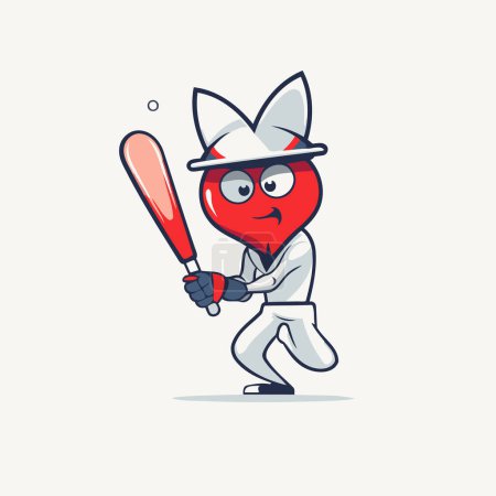 Illustration for Baseball player with bat and ball. vector cartoon character illustration. - Royalty Free Image