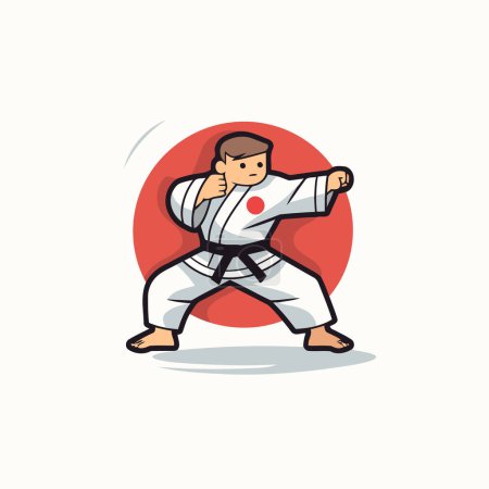 Illustration for Taekwondo. Martial arts. Vector illustration in cartoon style. - Royalty Free Image