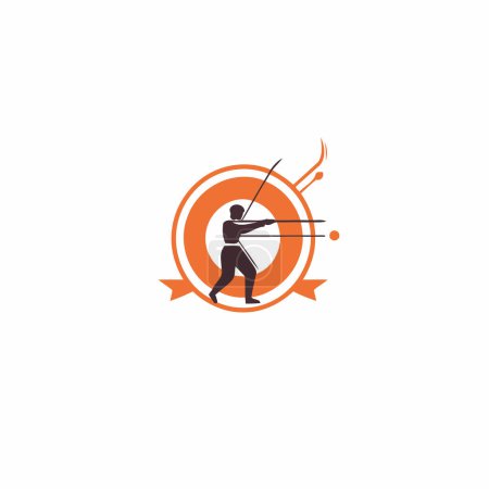 Illustration for Archery sport logo design template. Archery icon vector illustration. - Royalty Free Image