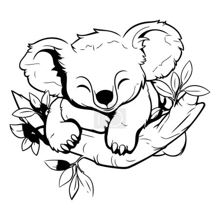 Téléchargez les illustrations : Koala avec branche d'eucalyptus. Illustration vectorielle. - en licence libre de droit