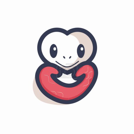 Illustration for Cute snake with a heart. Vector illustration in flat style. - Royalty Free Image