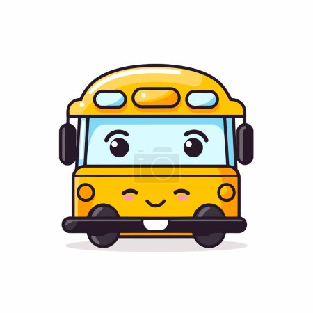 Ilustración de Lindo personaje de autobús escolar feliz. Vector plano dibujo animado icono de diseño - Imagen libre de derechos