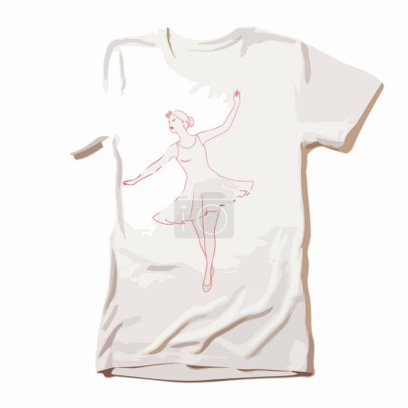 Téléchargez les illustrations : T-shirt design avec silhouette ballerine. Illustration vectorielle. - en licence libre de droit