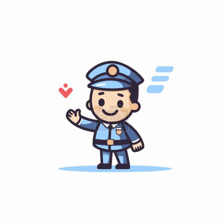 Téléchargez les illustrations : Un policier qui a du cœur. Illustration vectorielle dans un style plat. - en licence libre de droit