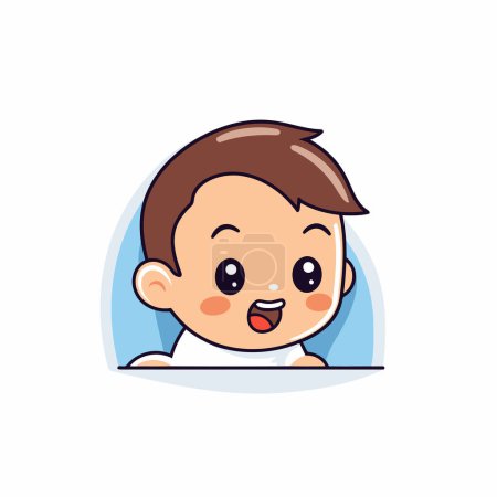 Téléchargez les illustrations : Mignon bébé garçon dessin animé personnage vecteur Illustration sur un fond blanc - en licence libre de droit