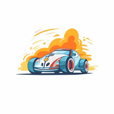 Illustration for Sport racing car. Vector illustration in cartoon style on white background. - Royalty Free Image