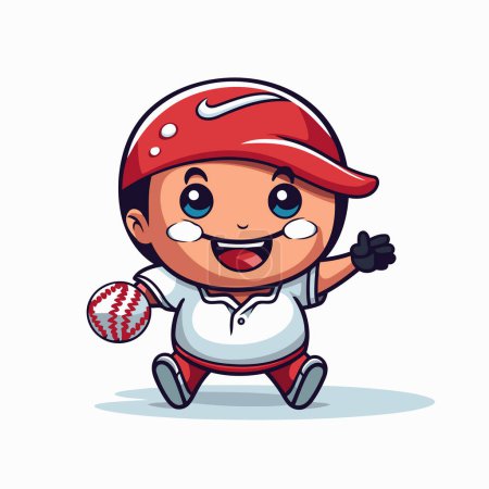 Illustration for Baseball Player Cartoon Mascot Character Mascot Design Vector - Royalty Free Image