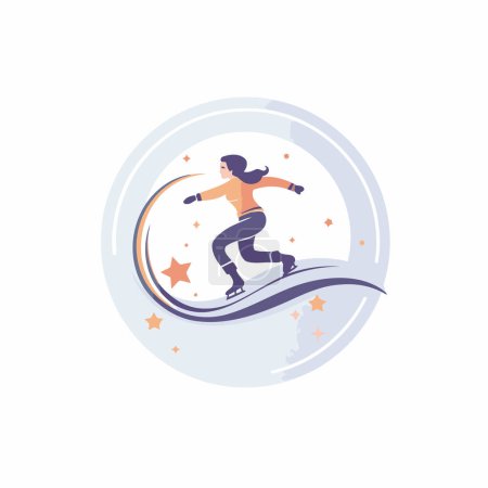 Figure skating. Vector illustration in a flat style on a white background.