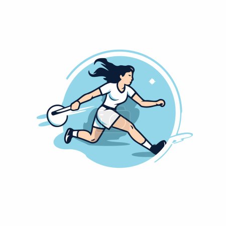 Illustration for Badminton player vector illustration. Female badminton player. - Royalty Free Image