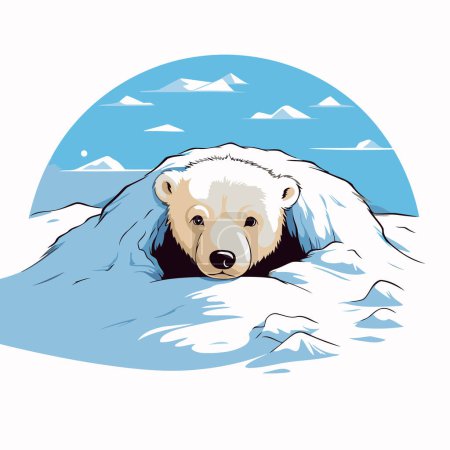Ilustración de Oso polar en la nieve. Ilustración vectorial para su diseño. - Imagen libre de derechos