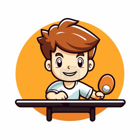 Ilustración de Niño jugando tenis de mesa vector de dibujos animados ilustración diseño gráfico vector ilustración diseño gráfico - Imagen libre de derechos