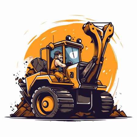 Illustration for Excavator. digger. construction machinery. Vector illustration. - Royalty Free Image