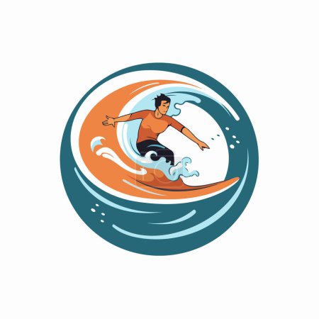 Illustration for Surfer vector logo. Surfer in the ocean. Vector illustration - Royalty Free Image