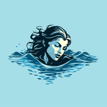 Illustration for Beautiful girl swimming in the water. Vector illustration of a woman swimming in the water. - Royalty Free Image