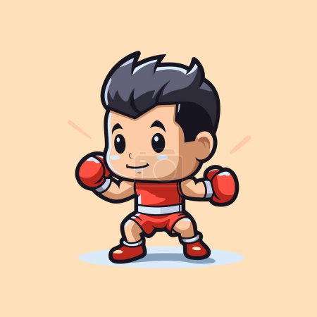 Illustration for Boxing Boy Mascot Character Vector Illustration. Cartoon style - Royalty Free Image