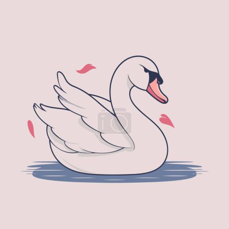 Illustration for Swan on a pink background. Vector illustration of a swan. - Royalty Free Image
