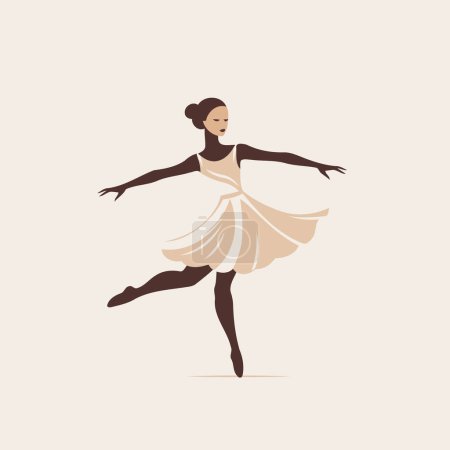 Téléchargez les illustrations : Danseuse de ballet. Illustration vectorielle dans un style plat. Isolé sur fond blanc. - en licence libre de droit