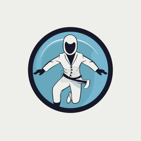 Téléchargez les illustrations : Emblème du taekwondo. modèle de badge ou d'étiquette. Illustration vectorielle. - en licence libre de droit