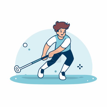 Illustration for Golf player vector illustration. Flat style design of man playing golf. - Royalty Free Image