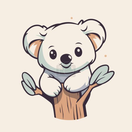 Téléchargez les illustrations : Mignon koala sur un arbre. Illustration vectorielle dans le style dessin animé. - en licence libre de droit