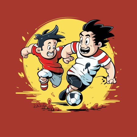 Illustration for Cartoon soccer player in action. Vector illustration for your design. - Royalty Free Image