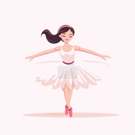 Beautiful ballerina in a white tutu. Vector illustration