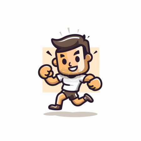 Illustration for Businessman running with boxing gloves cartoon character vector Illustration on a white background - Royalty Free Image