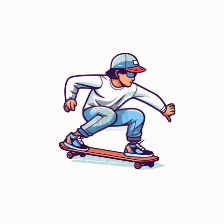 Illustration for Skateboarder vector illustration. Skateboarder riding on a skateboard. - Royalty Free Image