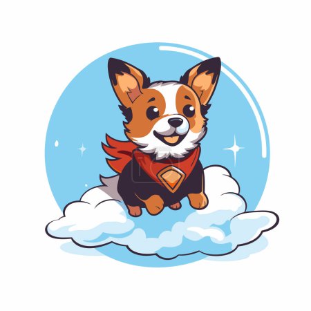 Illustration for Cute cartoon chihuahua dog on cloud. Vector illustration. - Royalty Free Image