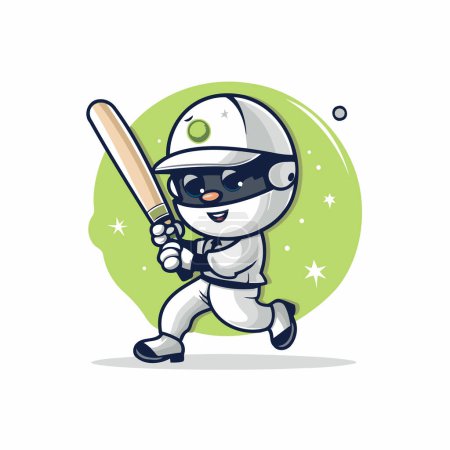 Illustration for Cute Robot Baseball Player Cartoon Mascot Character Vector Illustration - Royalty Free Image