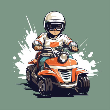Illustration for Vector illustration of a man on a quad bike. Vector illustration. - Royalty Free Image