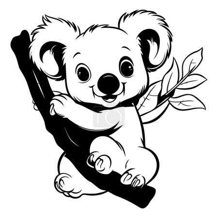 Téléchargez les illustrations : Ours Koala sur une branche d'arbre. Illustration vectorielle pour votre design - en licence libre de droit