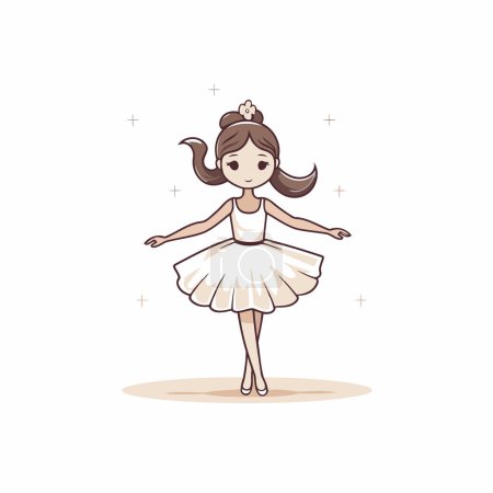 Téléchargez les illustrations : Jolie petite ballerine en tutu blanc. Illustration vectorielle. - en licence libre de droit