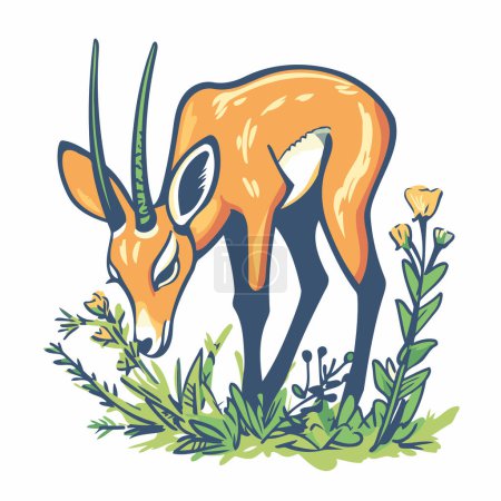 Illustration for Vector image of a wild antelope on a white background. Wild animal. - Royalty Free Image
