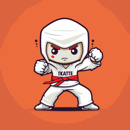 Illustration for Taekwondo cartoon character vector illustration. Mascot design concept - Royalty Free Image