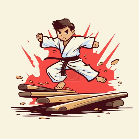 Illustration for Cartoon karate vector illustration. Martial arts. karate fighter - Royalty Free Image