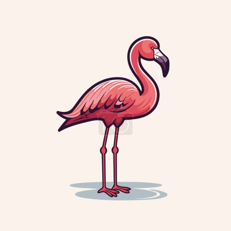 Téléchargez les illustrations : Illustration vectorielle Flamingo. Dessin animé flamant rose isolé sur fond blanc. - en licence libre de droit