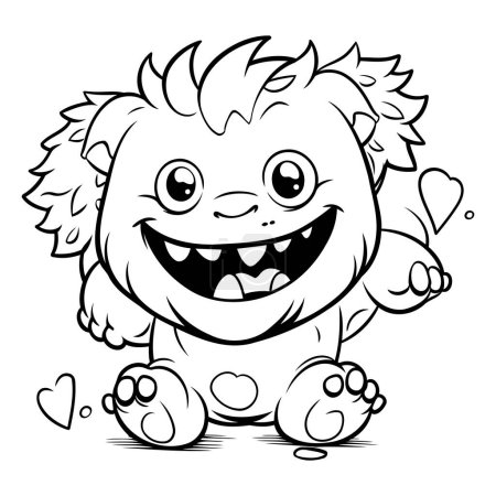 Illustration for Black and White Cartoon Illustration of Cute Lion Comic Animal Character for Coloring Book - Royalty Free Image
