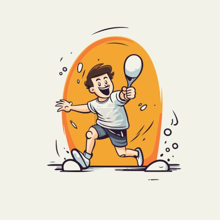 Illustration for Man playing tennis. Vector illustration of a cartoon man playing tennis. - Royalty Free Image
