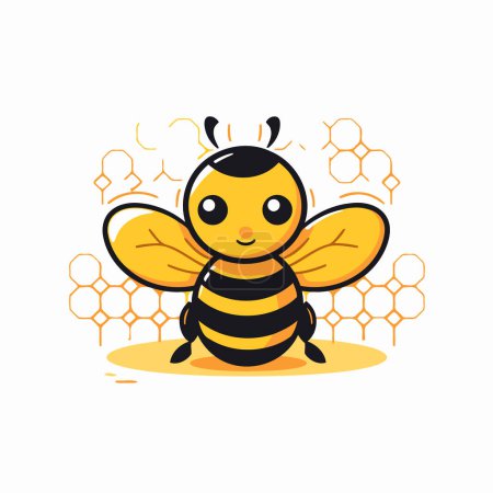 Illustration for Cute cartoon bee. Vector illustration isolated on white background. Flat style. - Royalty Free Image