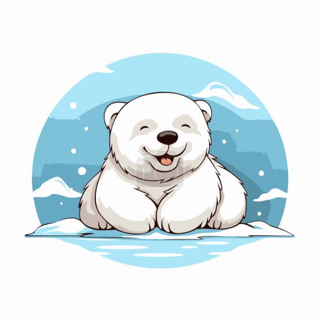Illustration for Cute polar bear lying on the ice. Cartoon vector illustration. - Royalty Free Image