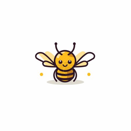 Téléchargez les illustrations : Jolie abeille de dessin animé. Illustration vectorielle. Isolé sur fond blanc. - en licence libre de droit